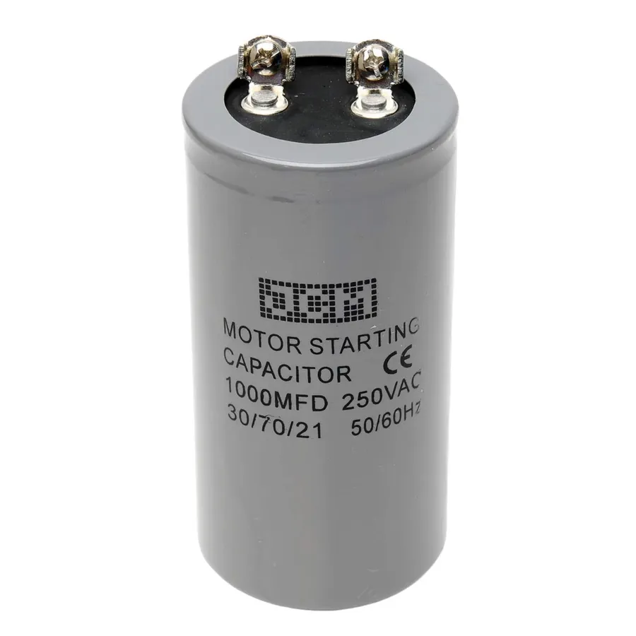 An AC motor with a motor run capacitor connected to it.