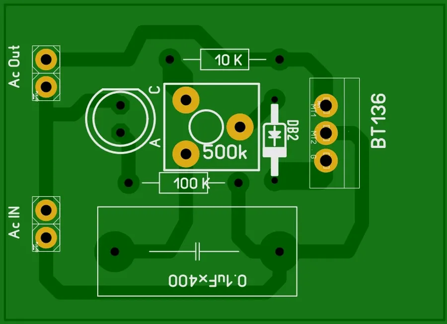 An image of a motor control circuit using a BT136 triac.