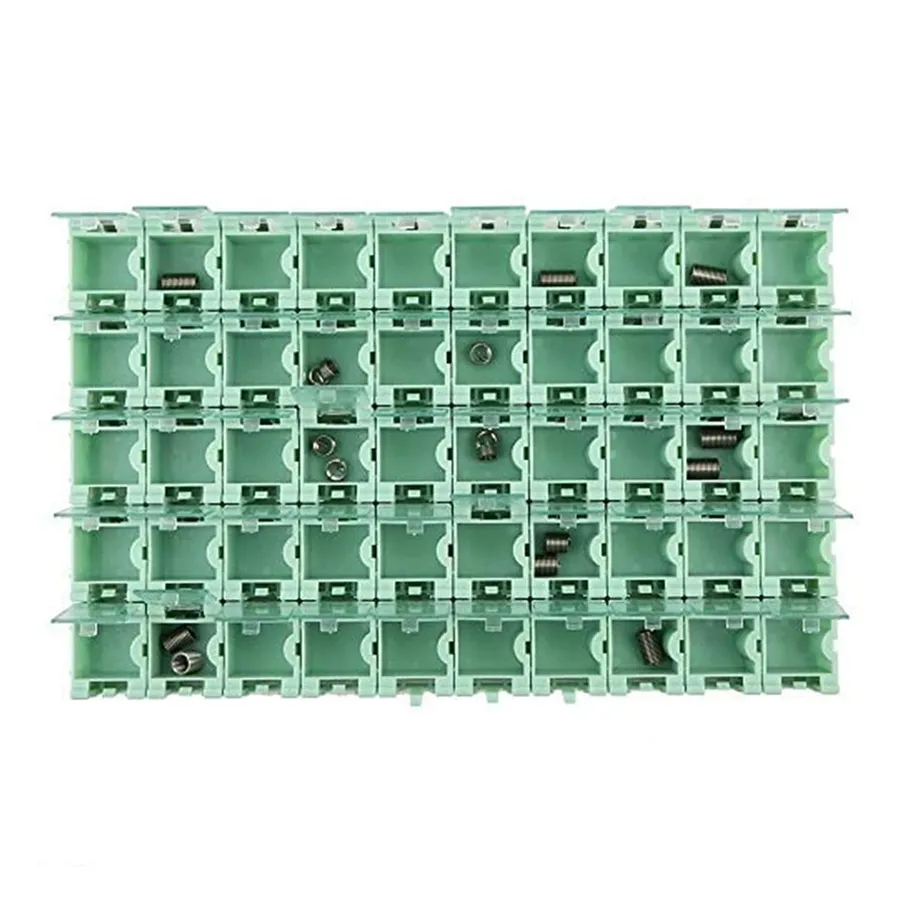 Shelves inside an electronic component store filled with various parts and supplies.