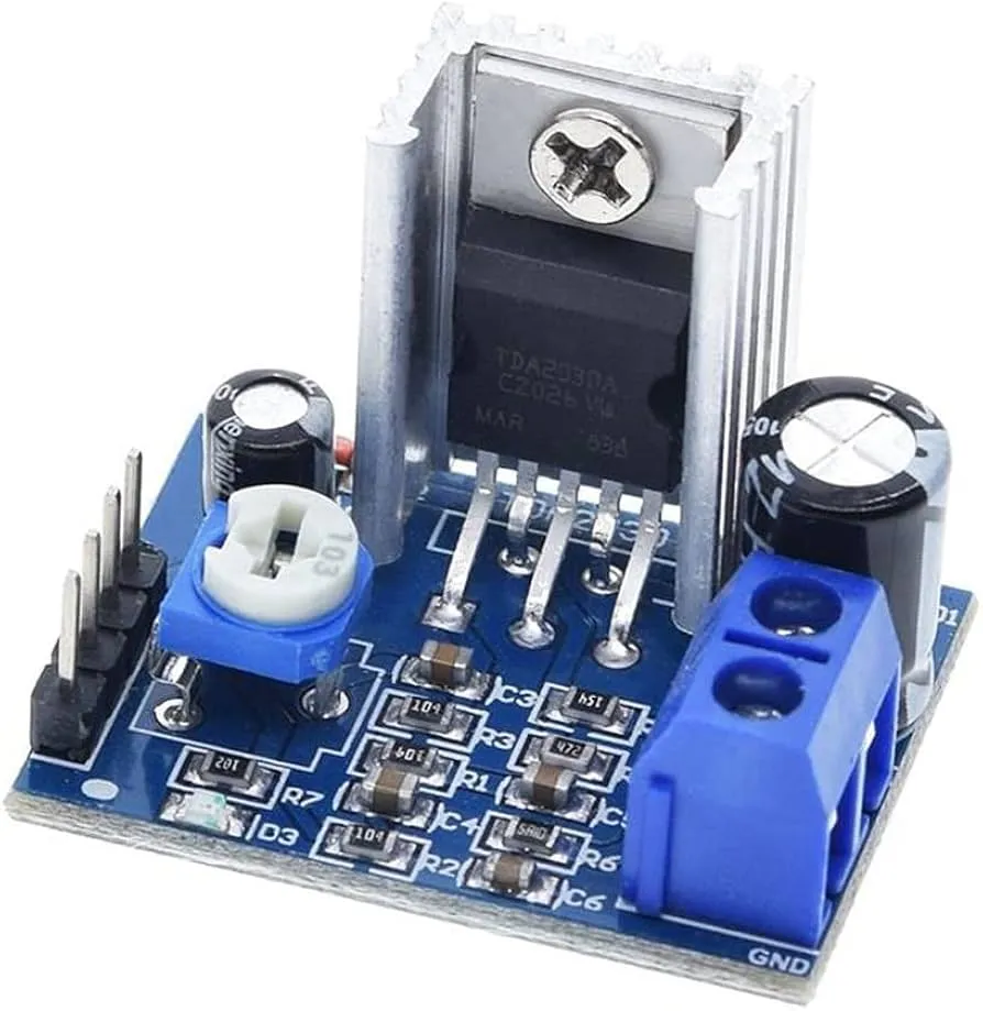 A compact TDA2030 amplifier module.