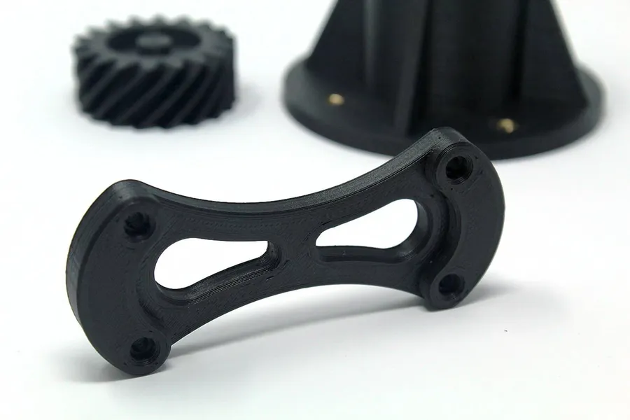 A close-up view of a functional prototype produced using 3D printing.