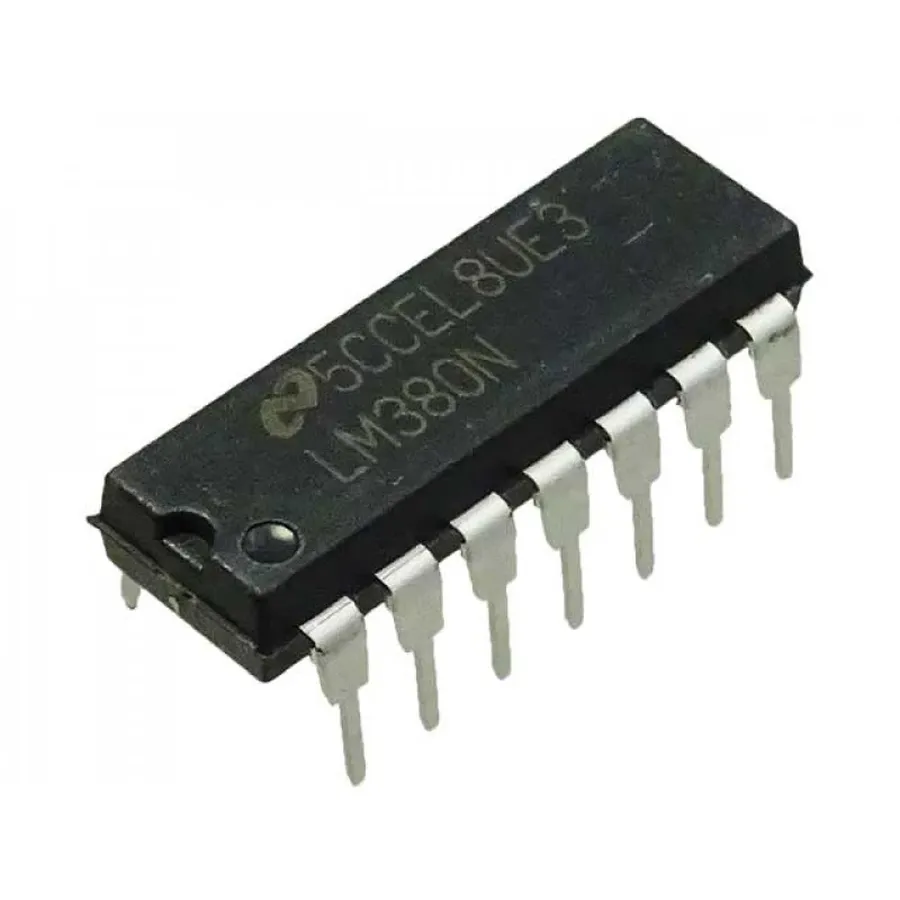 A close-up view of an audio amplifier IC chip on a PCB.