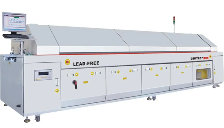 A reflow oven used in the SMT assembly process.