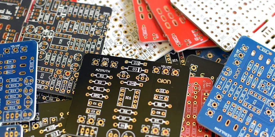 Various pedal PCBs from a supplier.