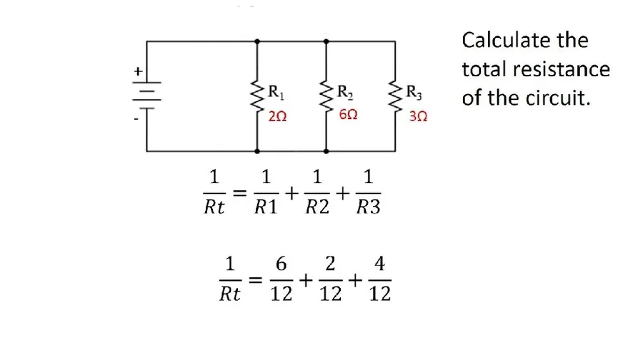 A circuit diagram showing resistors in series and parallel.