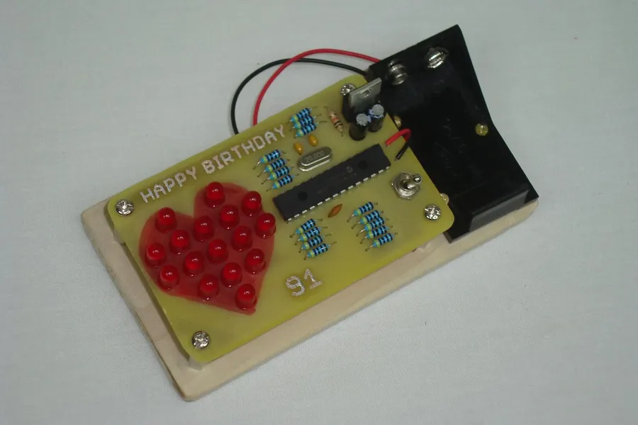 A DIY LED PCB project in progress on a workbench.