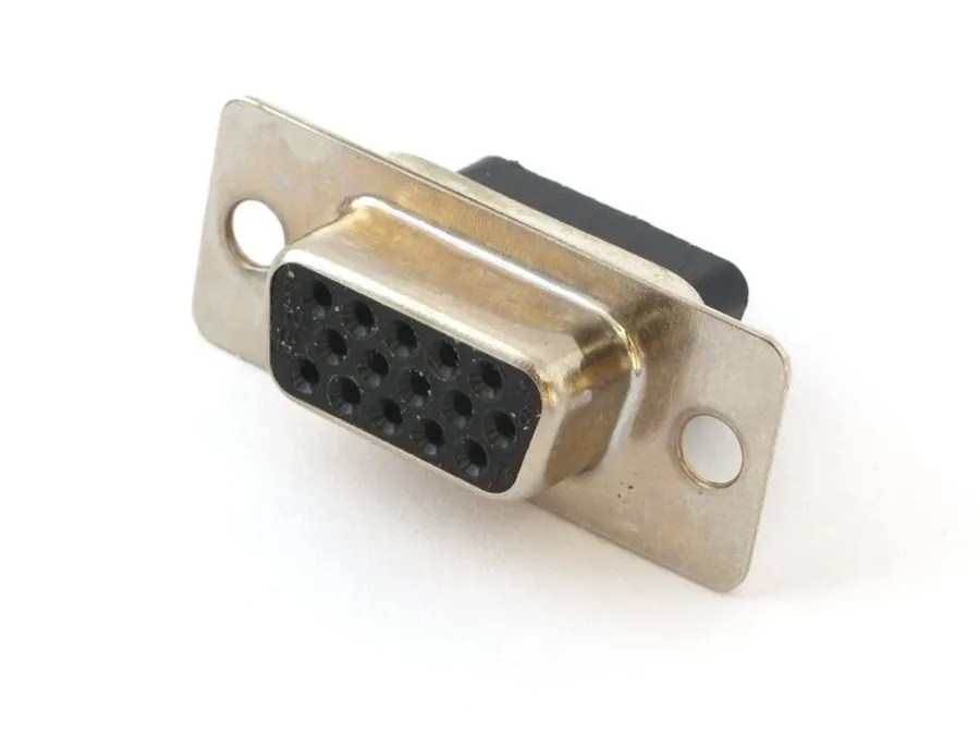 A close-up of a HD15 connector.