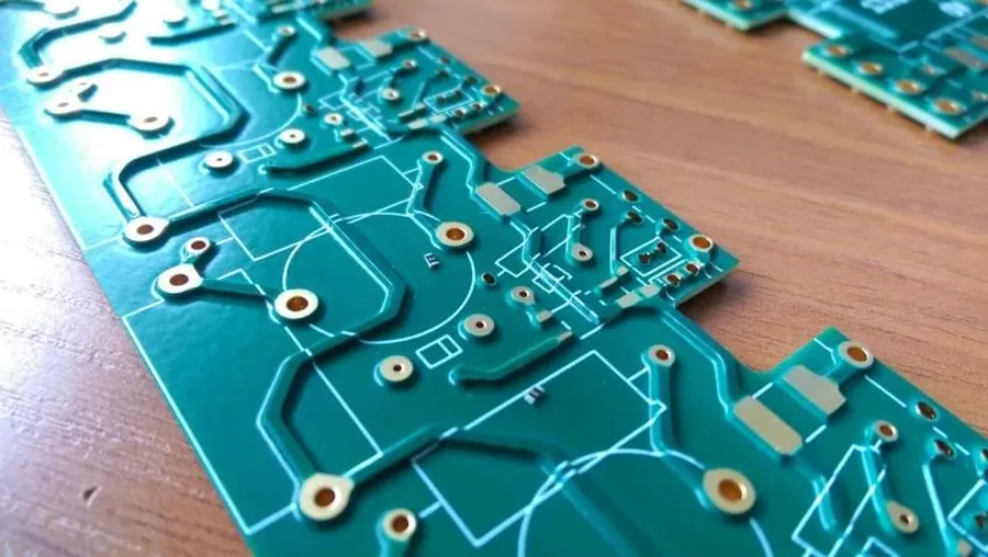 Close-up of PCB material showing its fiberglass structure.