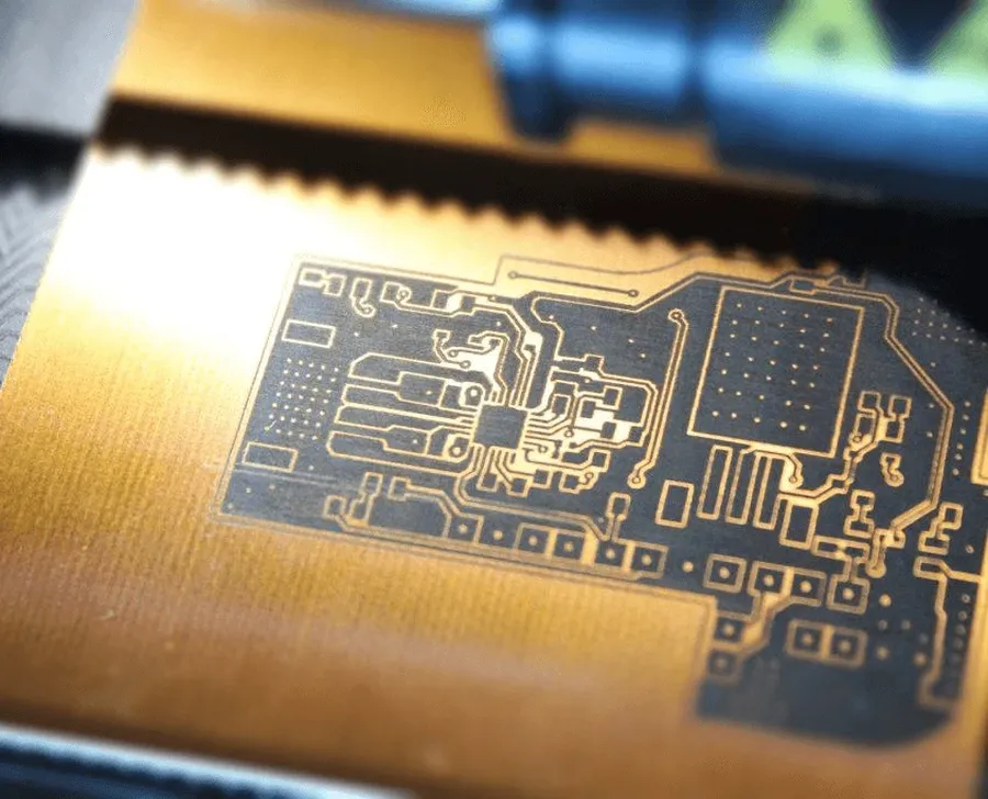 A complex, multi-layer PCB showing advanced etching techniques.