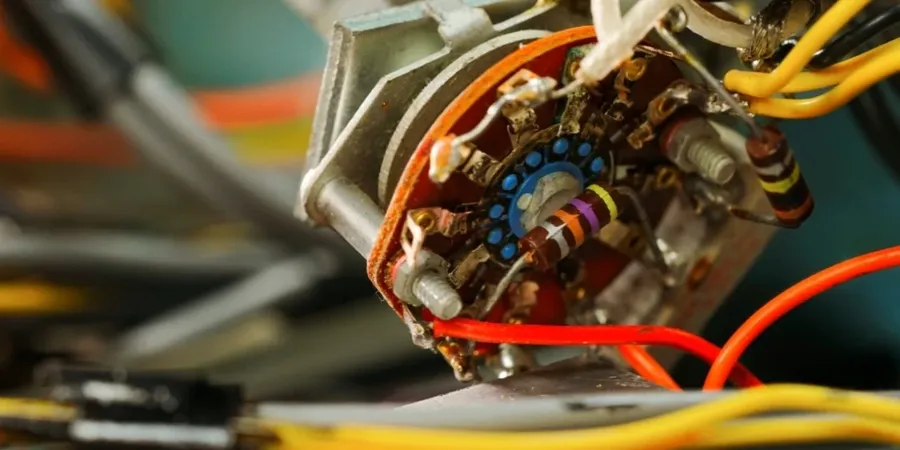 A 500 ohm resistor on a circuit board.