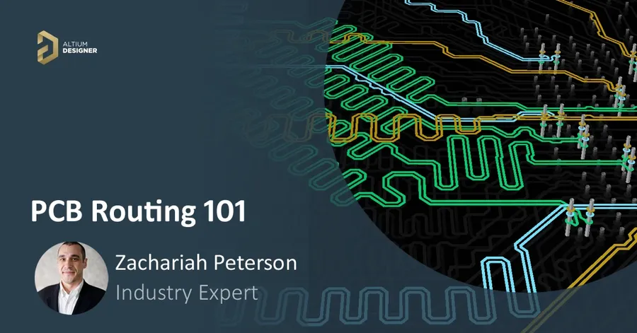A close up of the trace and component placement on a PCB
