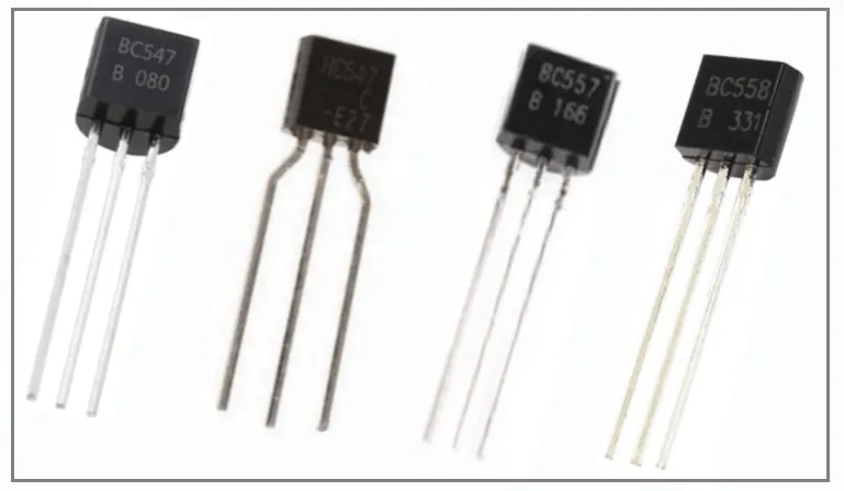 Various BC547 transistors from different manufacturers.