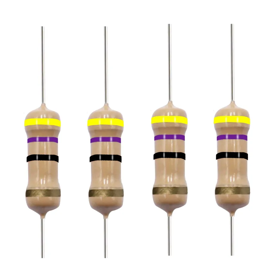 Various 47 ohm resistors including through-hole and surface mount.