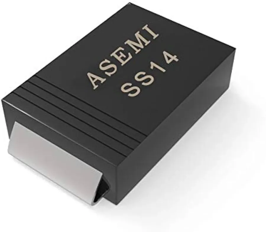 Various package styles of the SS14 diode.