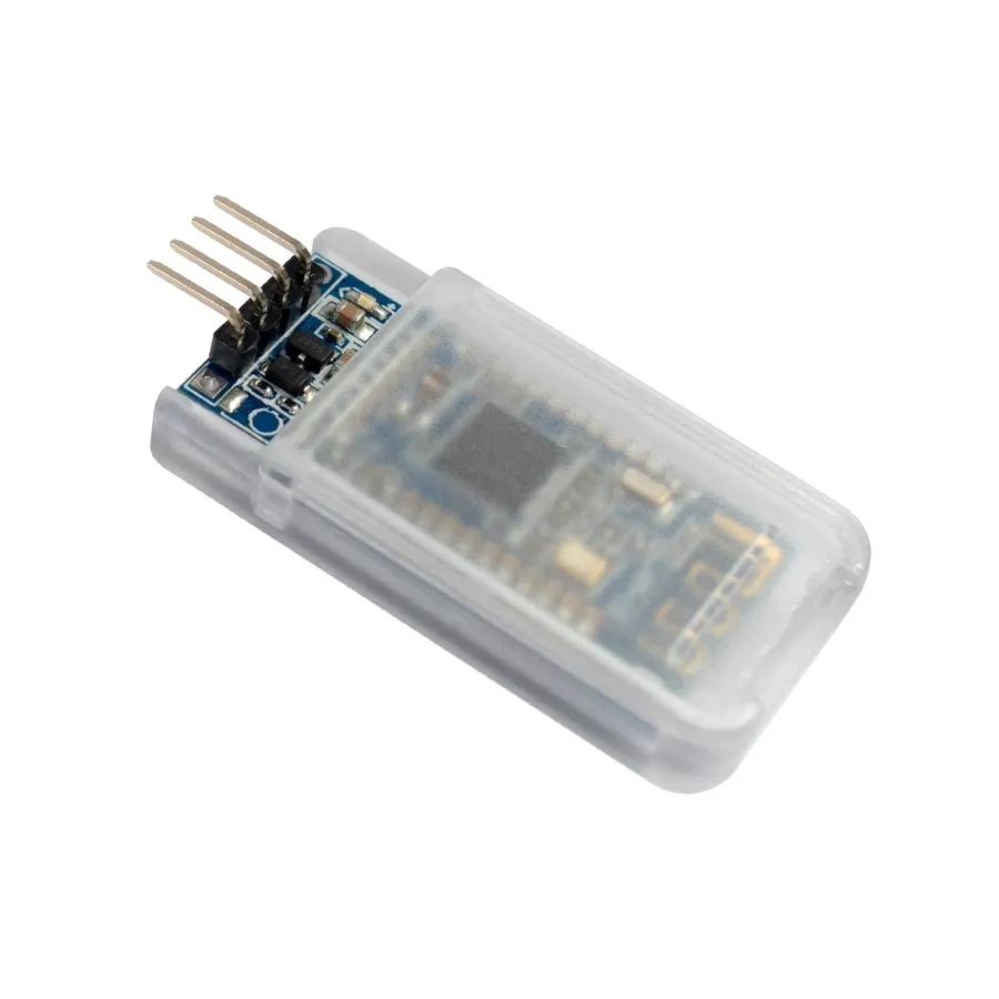 A close-up view of a Bluetooth module on a PCB.