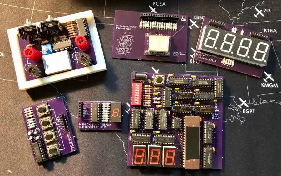 A small, DIY PCB project with various components soldered onto it.