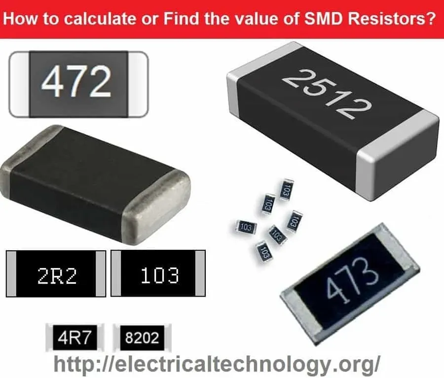 A chip resistor with its markings visible.