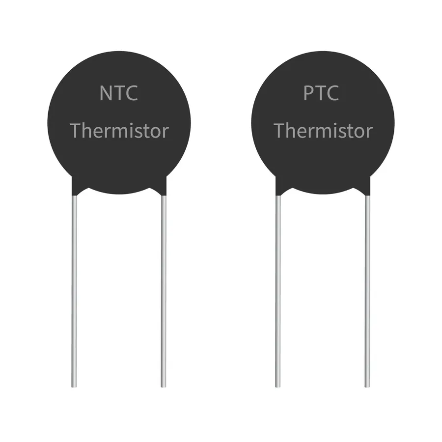 Side by side comparison of NTC and PTC thermistor components.