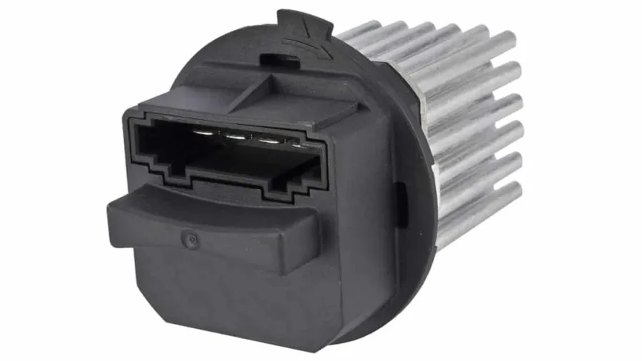 A damaged or burnt car AC resistor.