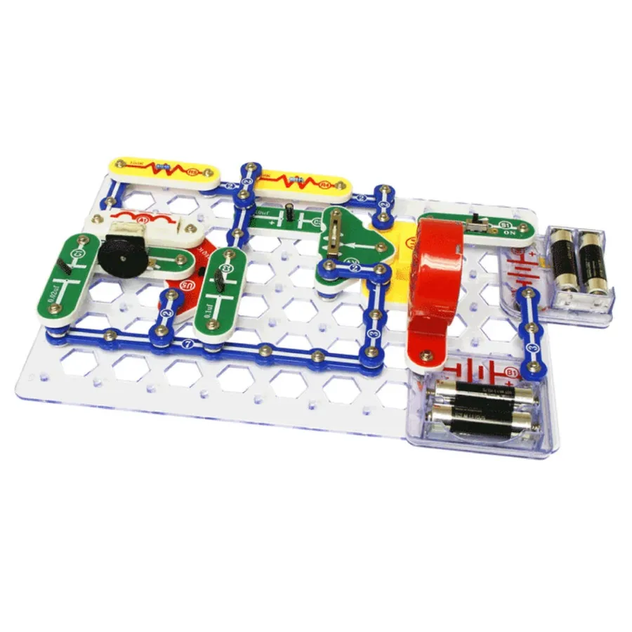 A circuit board being assembled or tested as part of a project.