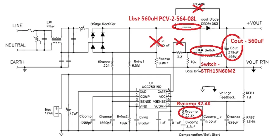 A power supply unit with a PFC capacitor visible.