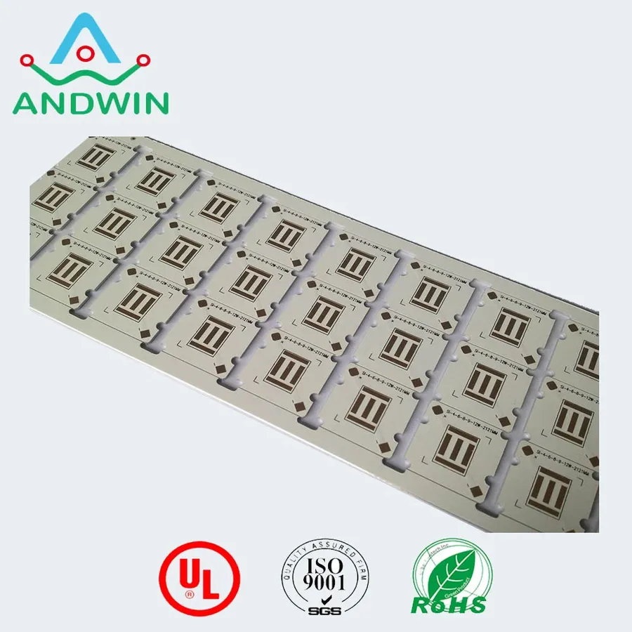 An aluminum PCB being processed during manufacturing.