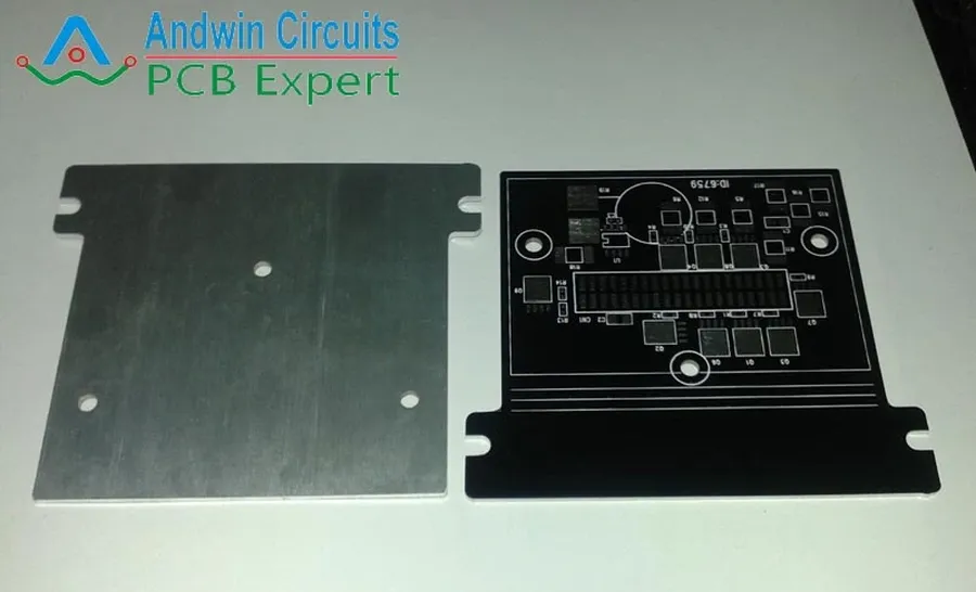 A close-up of an aluminum substrate used in a MCPCB.