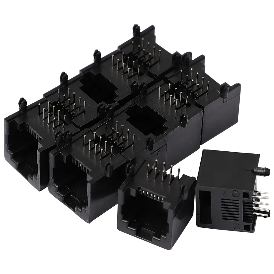 Various PCB mount connectors on a circuit board.