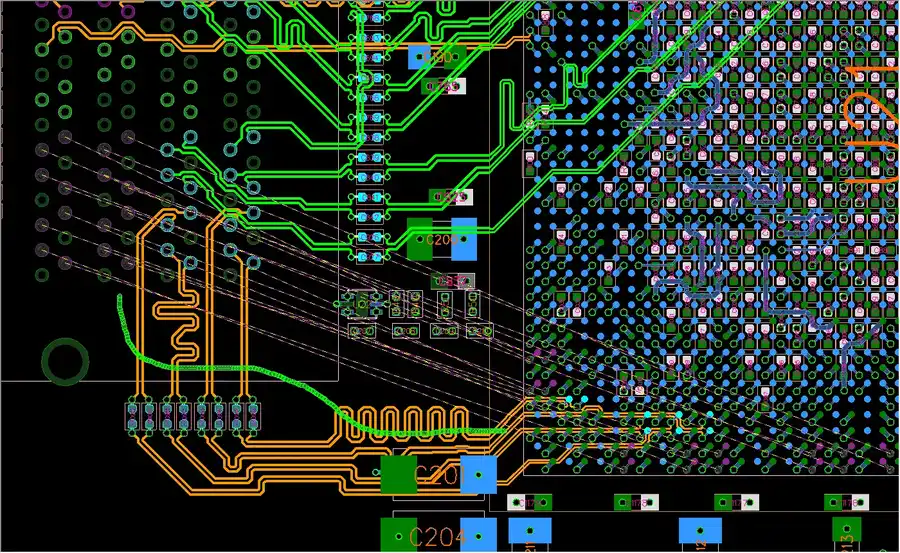 A computer screen displaying an open-source PCB design software.