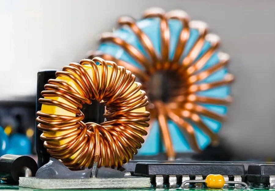 Various inductor coils with different sizes and shapes.