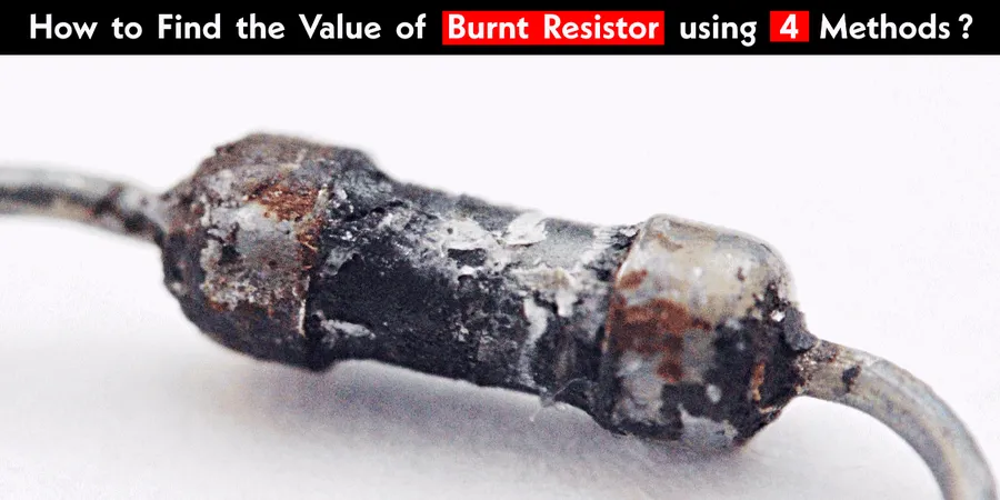 A close up of a resistor that has been burned out due to excessive power.