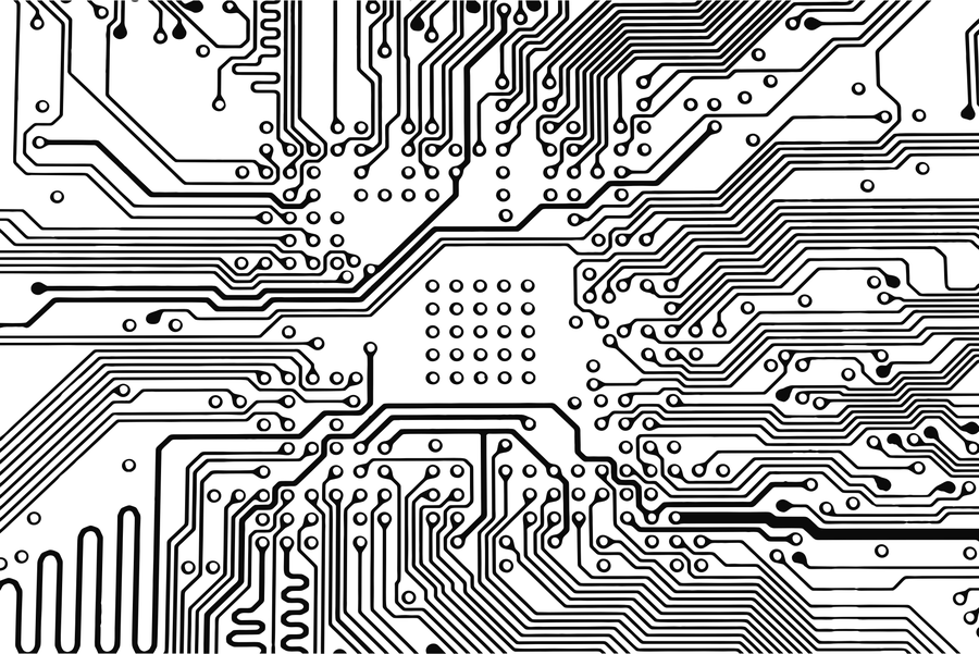 A close-up image of traces (copper lines) on a PCB.