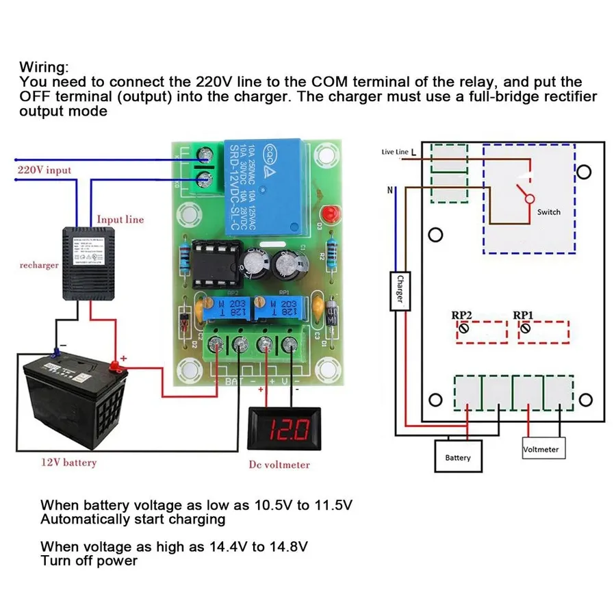 A wiring diagram illustrating how to connect the XH-M601.