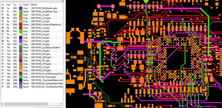 A screenshot showing a Gerber file for PCB design.