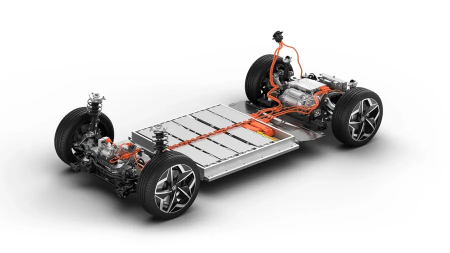 A battery pack used in an electric vehicle.
