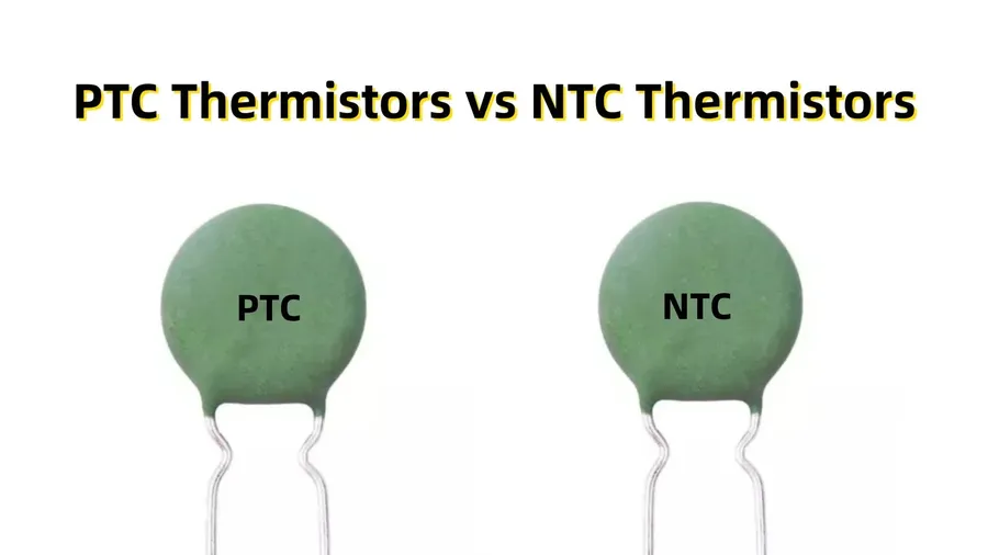 A side-by-side view of NTC and PTC thermistors.