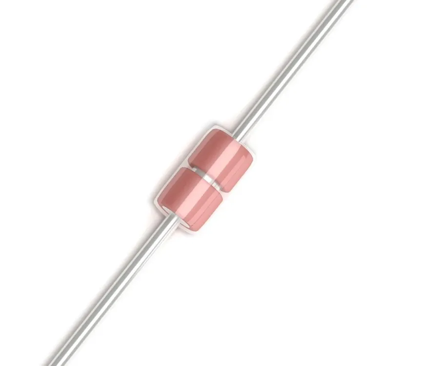 A PTC thermistor with connection leads.