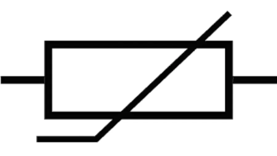 The schematic symbol for a thermistor.