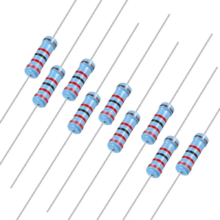 Various types of 22k ohm resistors with different packages.