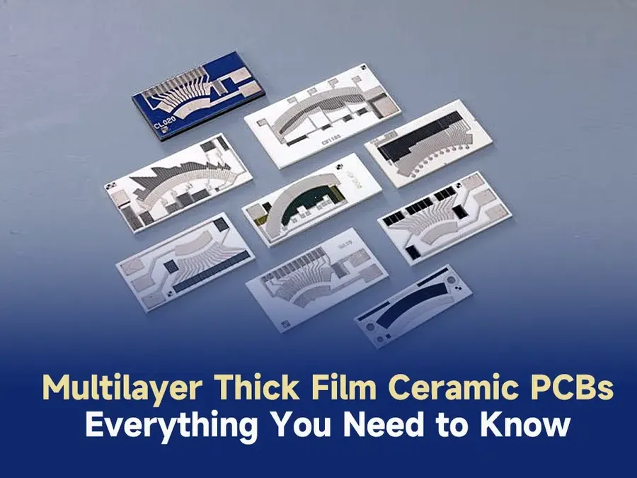 A thick film ceramic PCB with visible conductive traces.