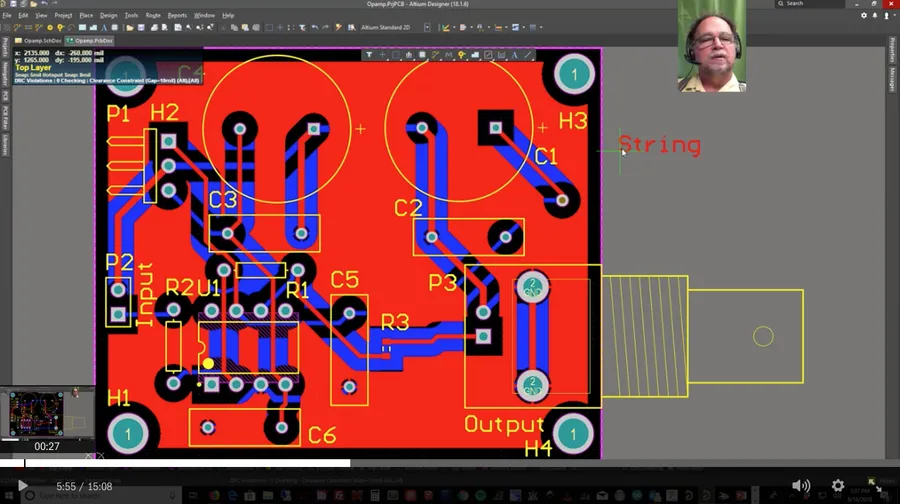 A detailed PCB layout being edited in Altium Designer.
