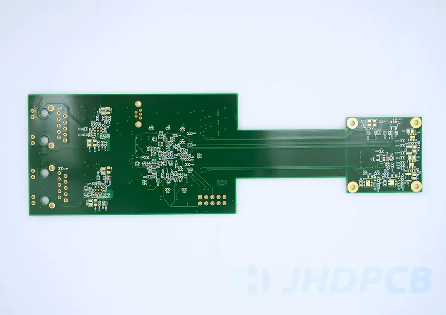 A close up of a 94V-0 PCB showing its surface.