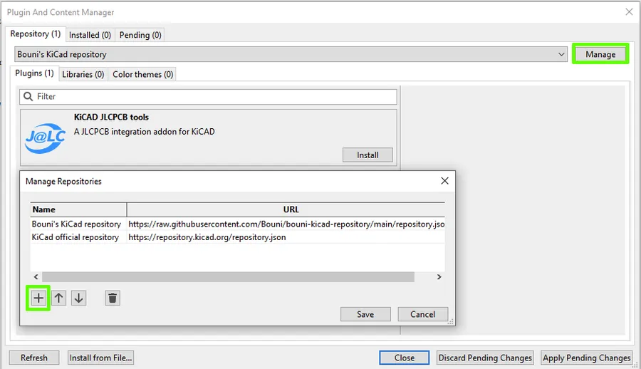 A screenshot showing a KiCad plugin used for JLCPCB.