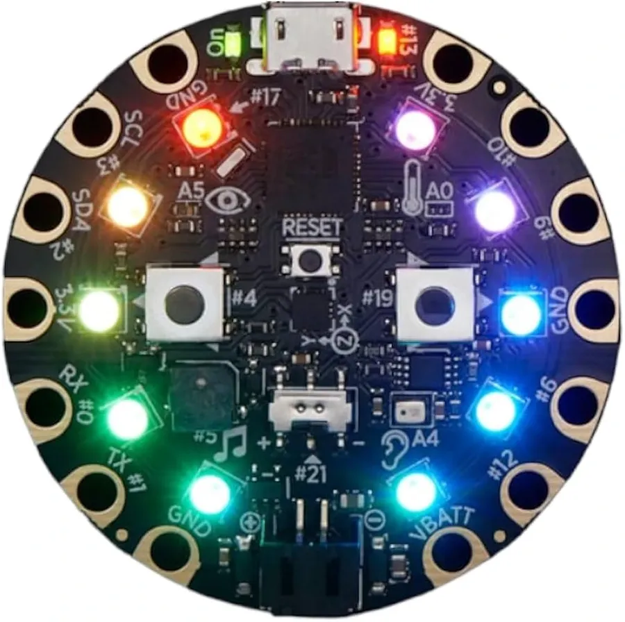Two Adafruit Circuit Playground boards, an Express version and a Classic version side by side.