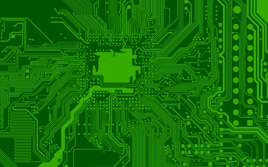 A densely populated PCB with multiple components and layers.