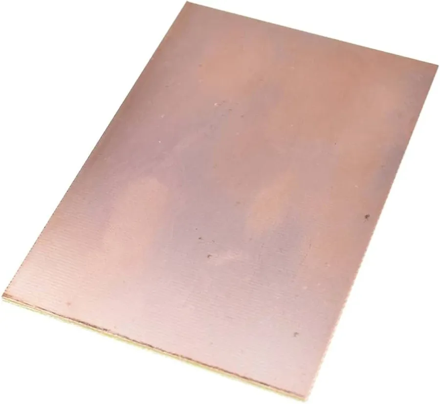 A piece of fiberglass copper clad board.