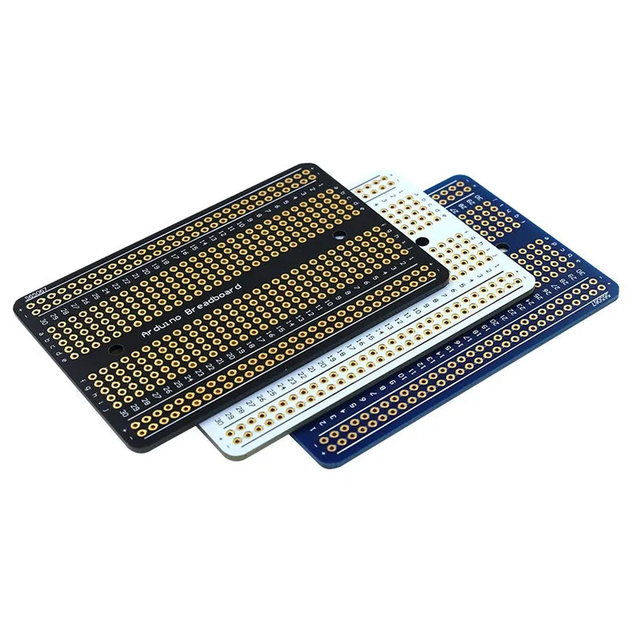 A PCB breadboard being used in an electronics project.