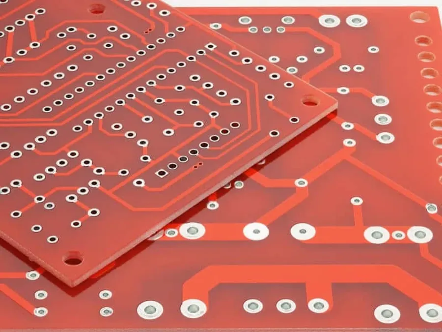 Close-up of single layer PCB copper trace.