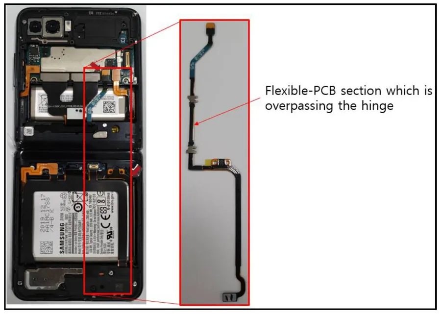 A flexible PCB used in a mobile phone.