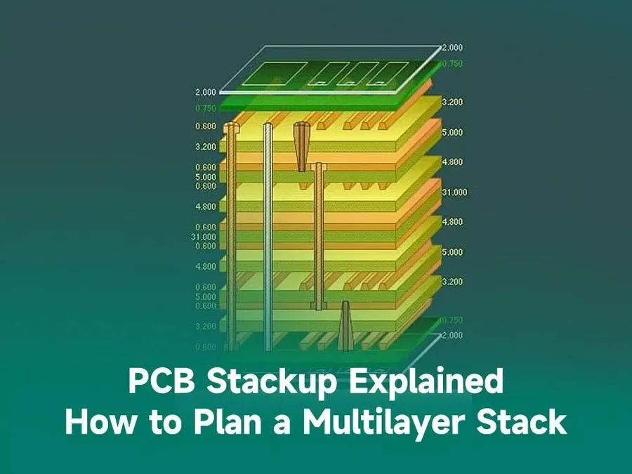 A diagram showing the layer stack-up of a PCB.